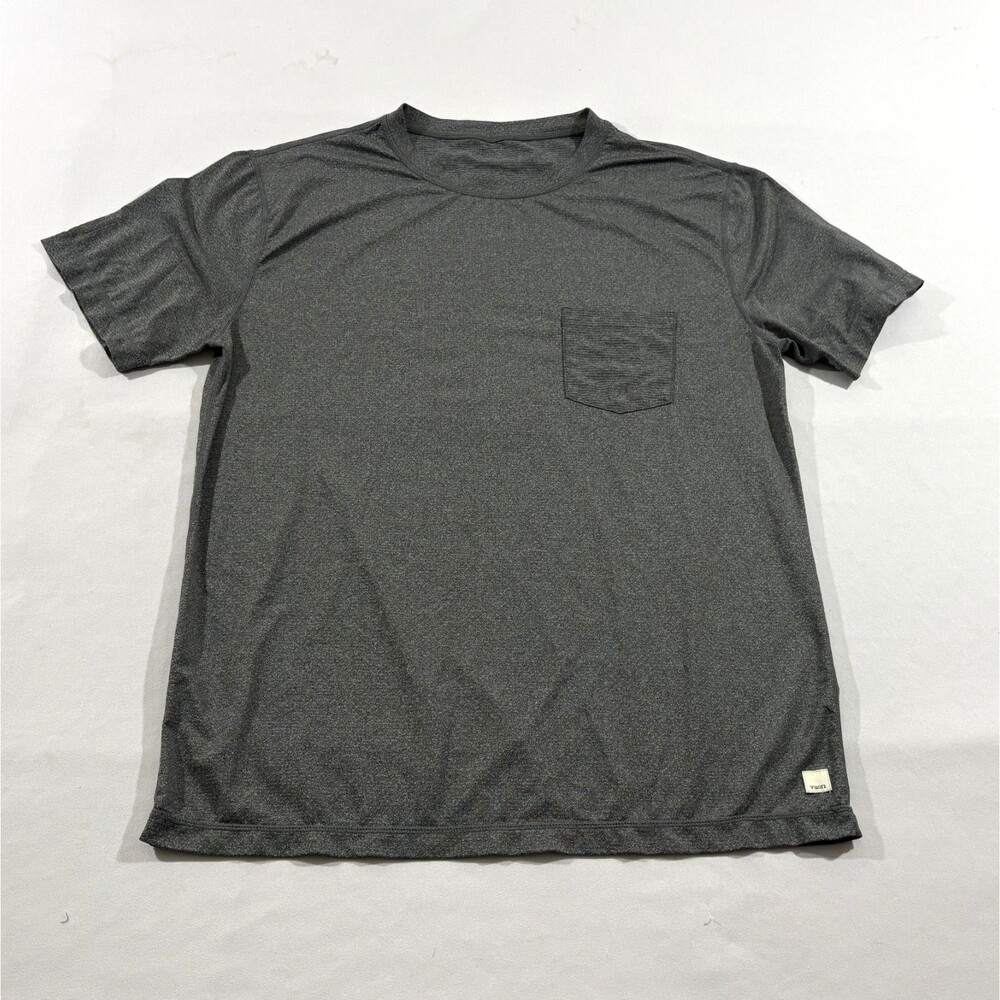Vuori Tradewind Mens Gray Performance Pocket T-Shirt V109 Tee Short Sleeve Sz L